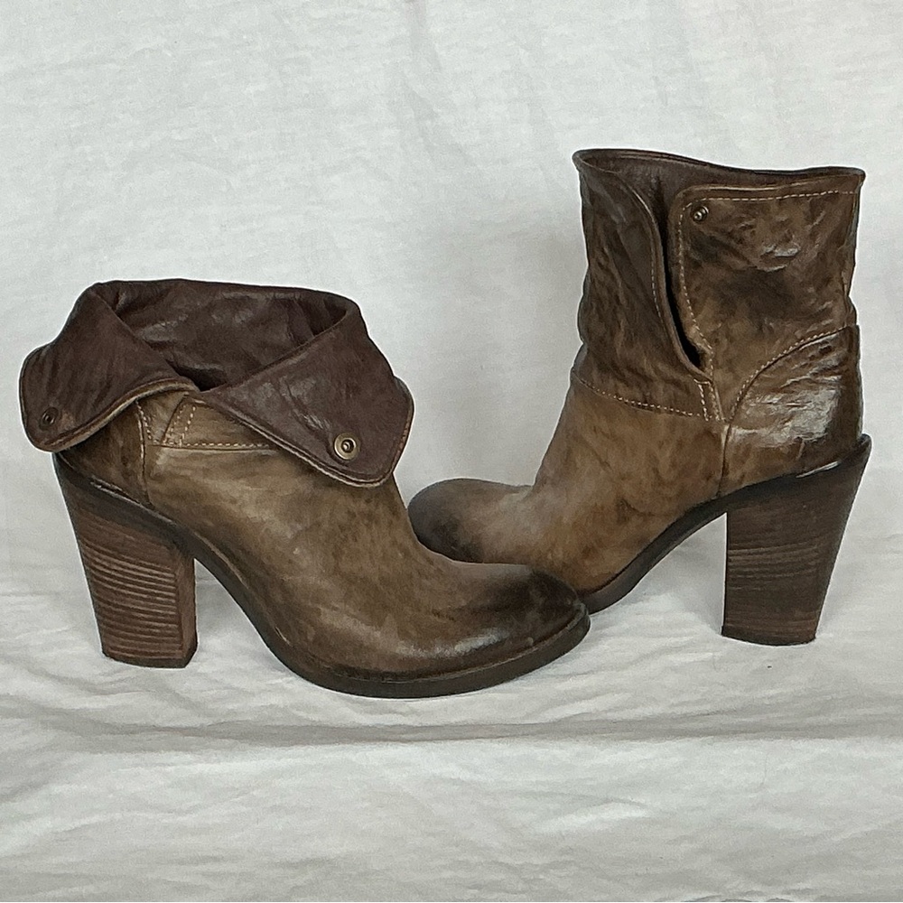 Frye Distressed Brown Heeled Boots
